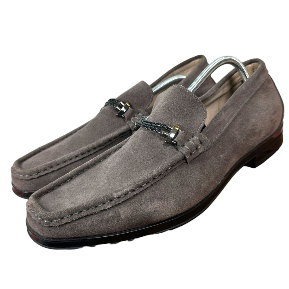 Stacy Adams Nesbit Moc Toe Braided Strap Slip On 25067 Grey Men's Size 13